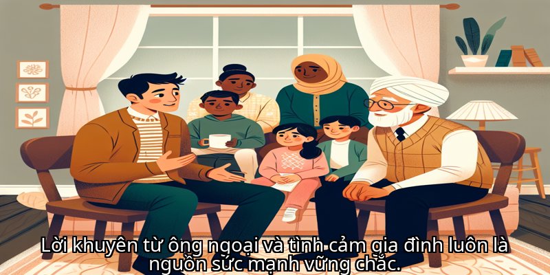 Lời khuyên từ ông ngoại và tình cảm gia đình luôn là nguồn sức mạnh vững chắc.