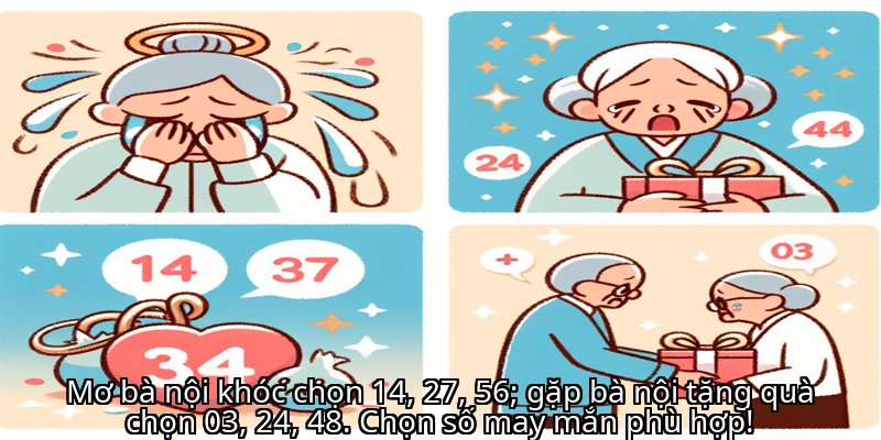 Mơ bà nội khóc chọn 14, 27, 56; gặp bà nội tặng quà chọn 03, 24, 48. Chọn số may mắn phù hợp!