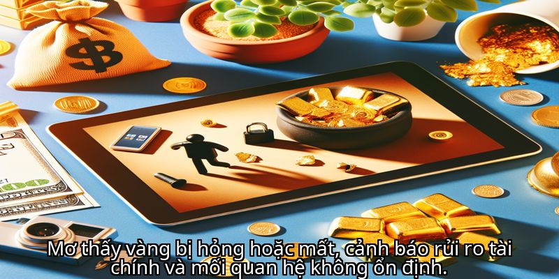 <strong>Mơ thấy vàng</strong> bị hỏng hoặc mất, cảnh báo rủi ro tài chính và mối quan hệ không ổn định.